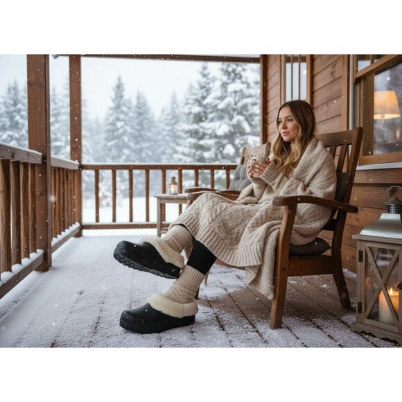 Hunter 8 Women Play Insulated Sherpa Clogs Waterproof Rubber Slip-on Winter Shoe - Picture 4 of 16